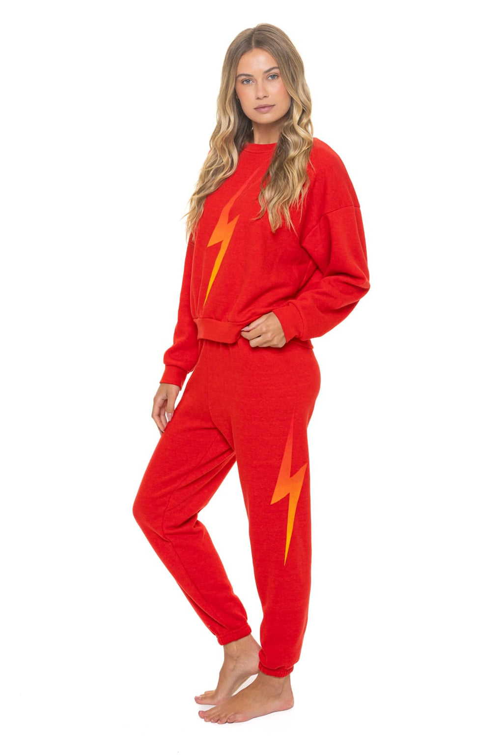 Retro BOLT FADE RELAXED CREW SWEATSHIRT - RED RED YELLOW