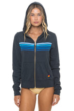 Retro 5 STRIPE HOODIE - CHARCOAL BLUE