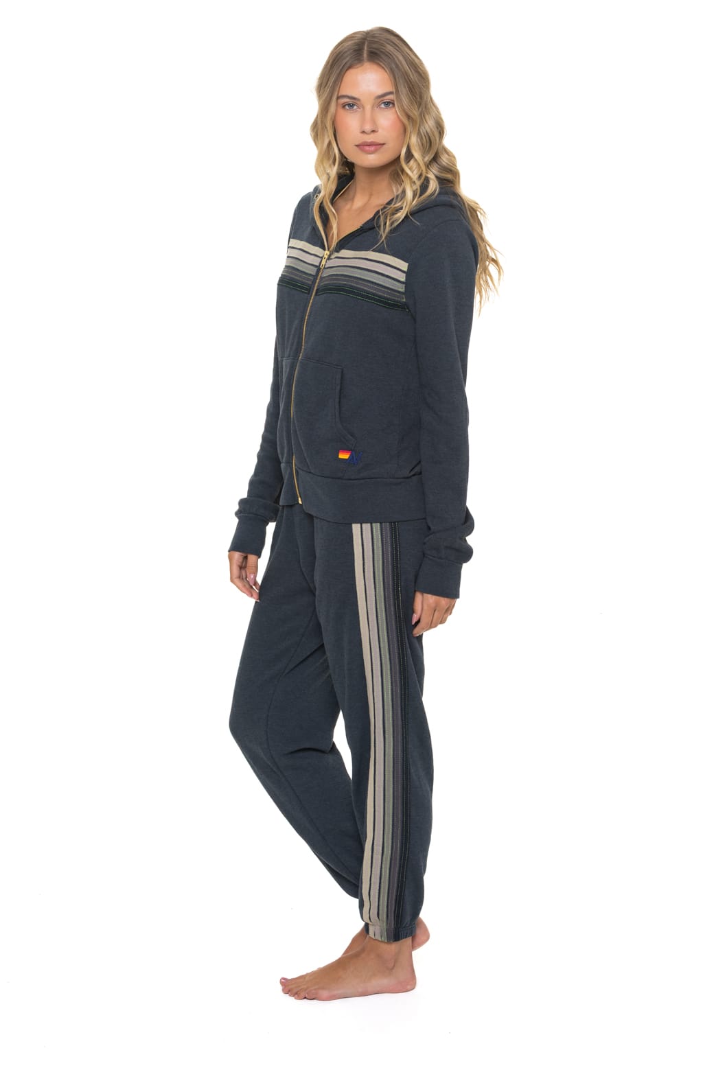 Retro 5 STRIPE HOODIE - CHARCOAL GREY STRIPES