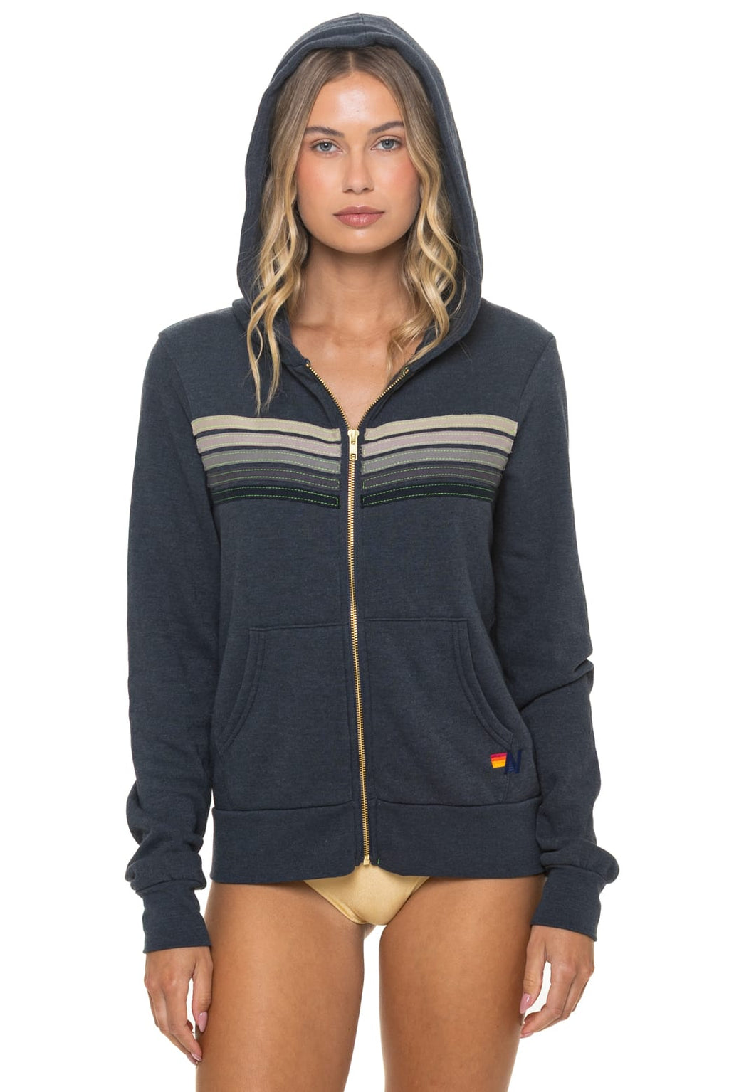 Retro 5 STRIPE HOODIE - CHARCOAL GREY STRIPES