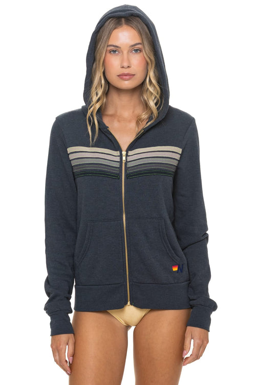 Retro 5 STRIPE HOODIE - CHARCOAL GREY STRIPES