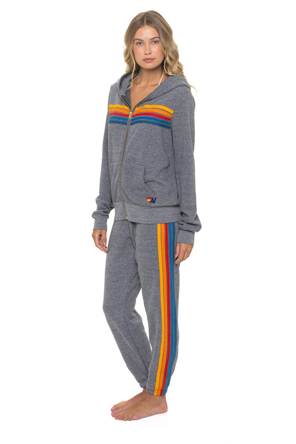 Retro 5 STRIPE HOODIE - HEATHER GREY