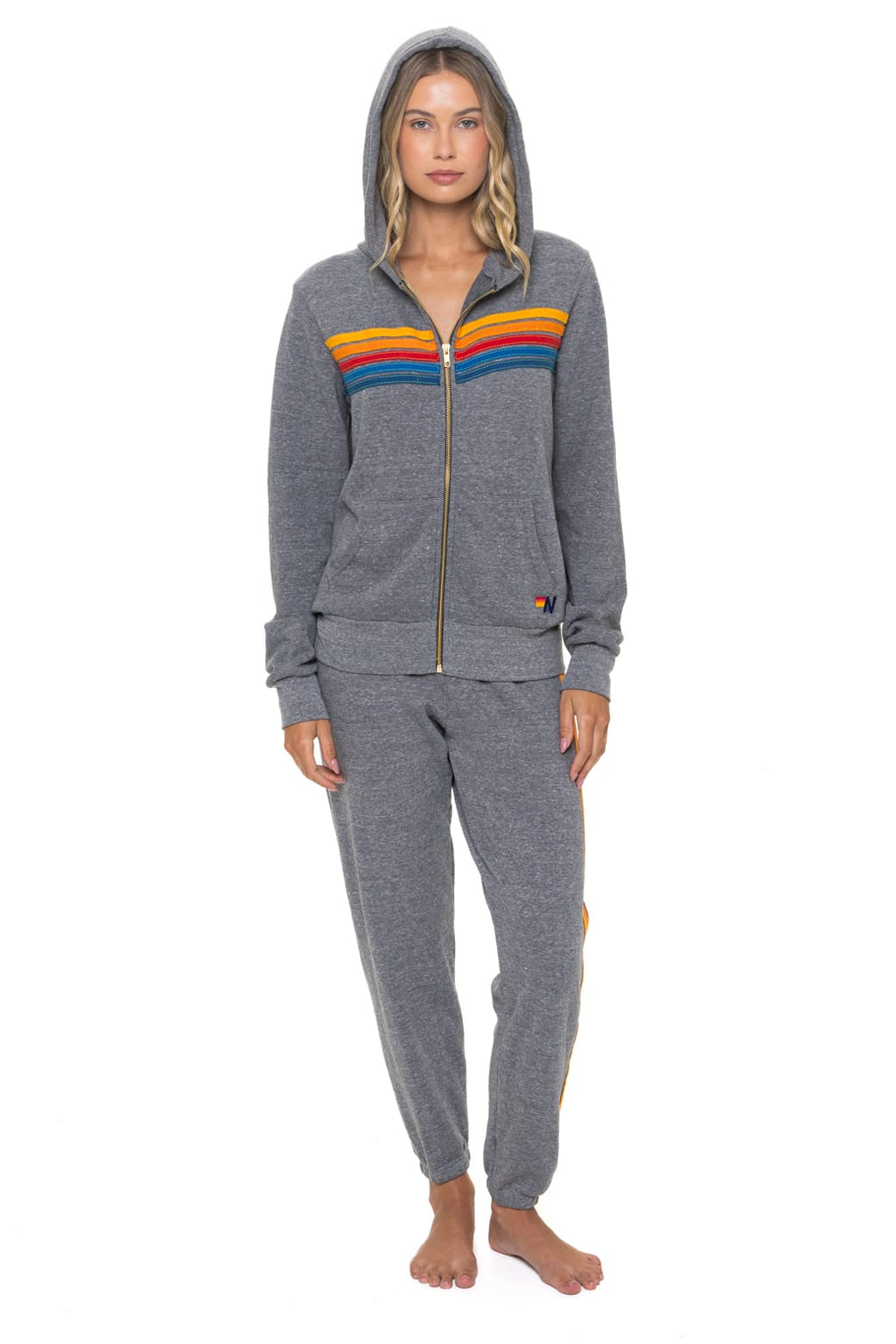 Retro 5 STRIPE HOODIE - HEATHER GREY