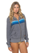 Retro 5 STRIPE HOODIE - HEATHER GREY BLUE