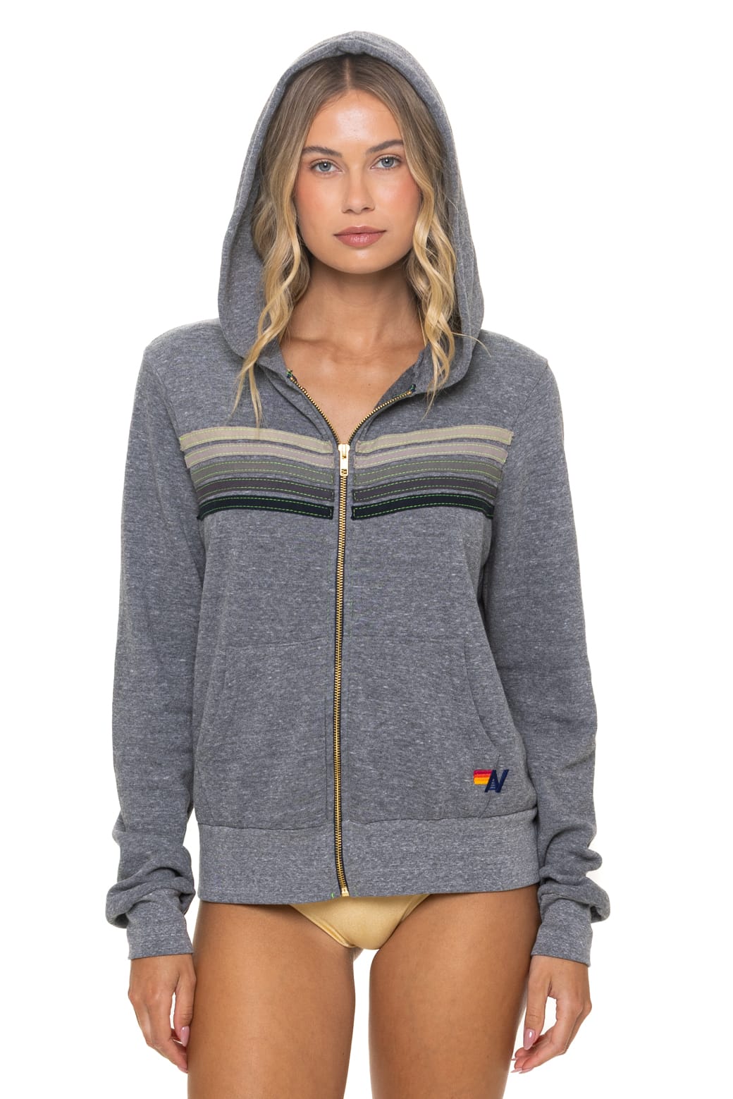 Retro 5 STRIPE HOODIE - HEATHER GREY GREY