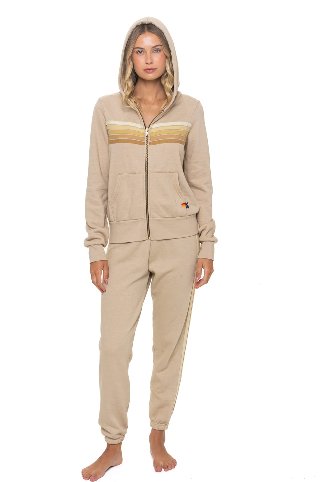 Retro 5 STRIPE HOODIE - SAND TAN