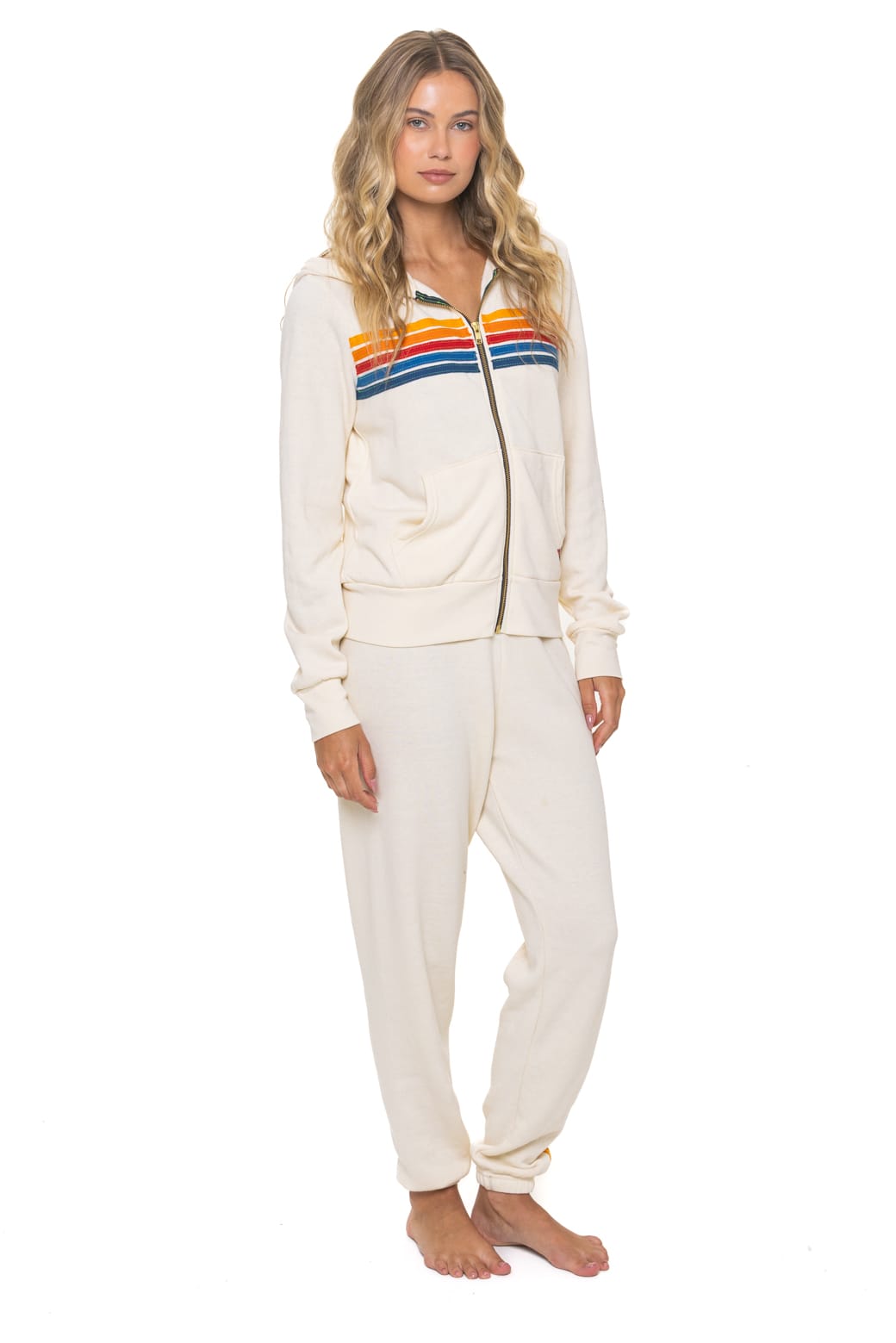 Retro 5 STRIPE HOODIE - VINTAGE WHITE