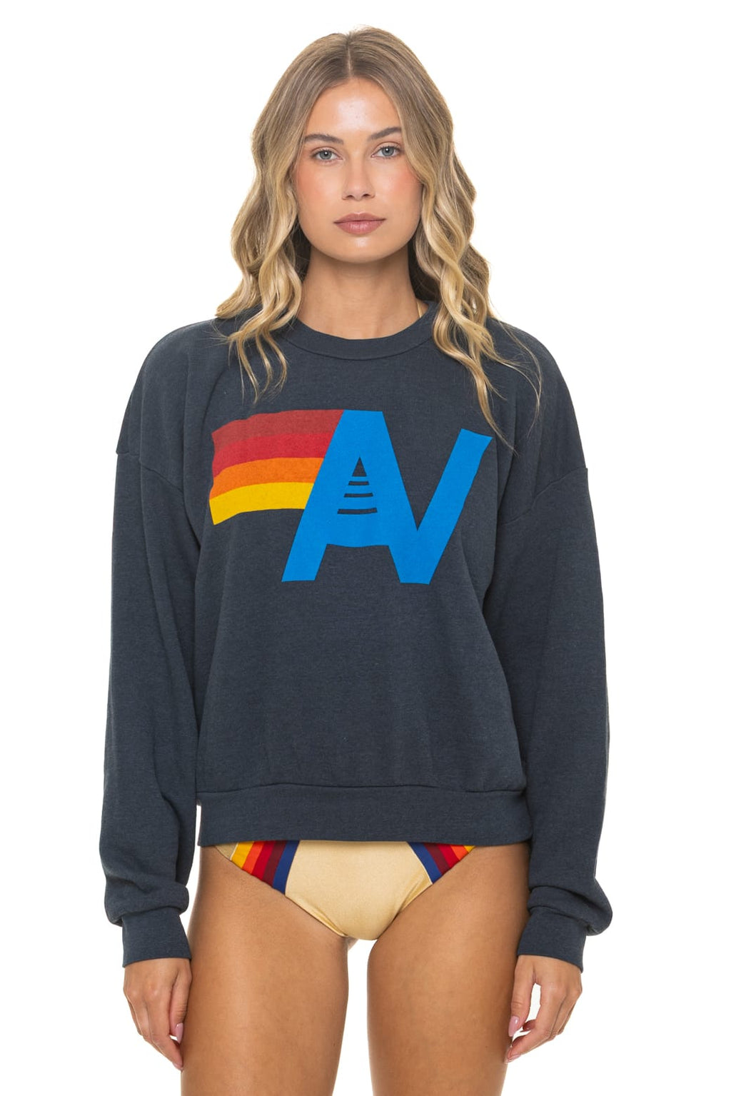 Retro LOGO RELAXED CREW SWEATSHIRT - CHARCOAL