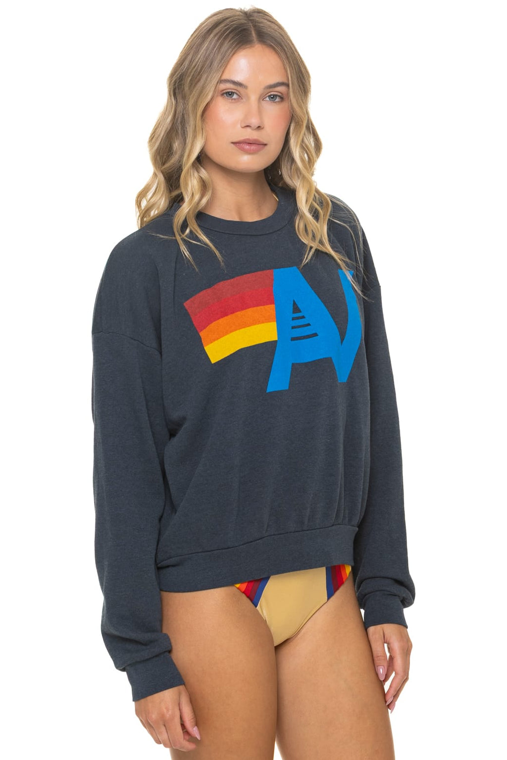 Retro LOGO RELAXED CREW SWEATSHIRT - CHARCOAL