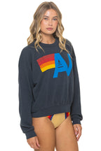 Retro LOGO RELAXED CREW SWEATSHIRT - CHARCOAL