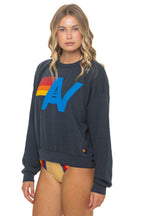 Retro LOGO RELAXED CREW SWEATSHIRT - CHARCOAL