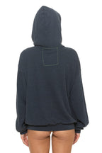 Retro LOGO PULLOVER RELAXED HOODIE - CHARCOAL