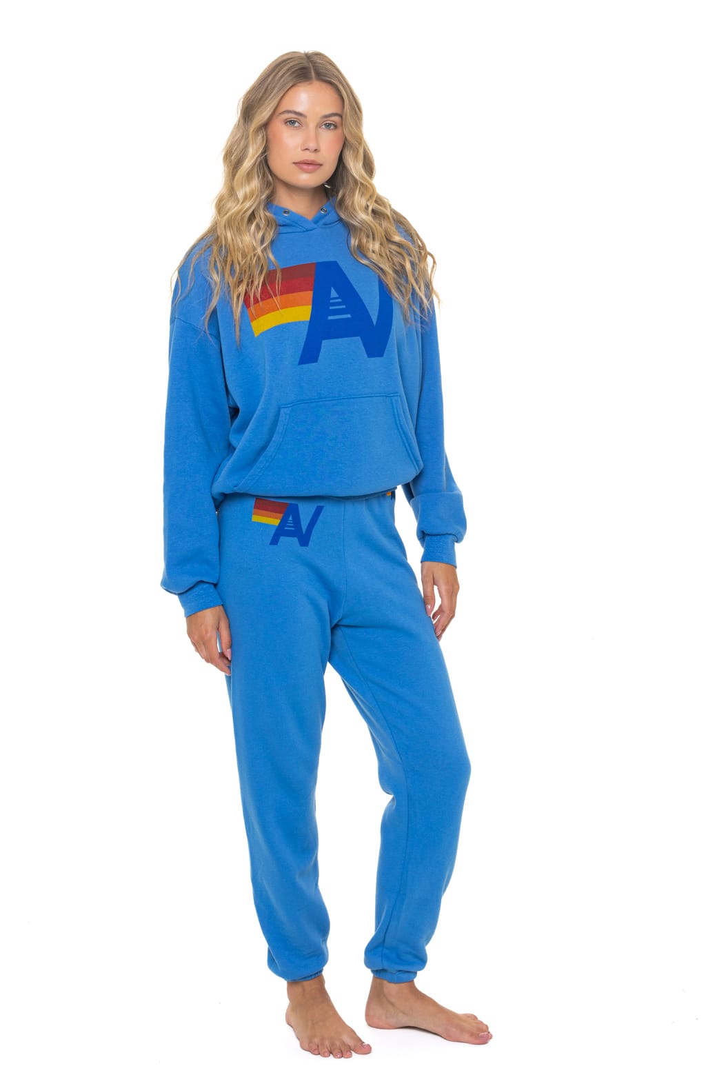 Retro LOGO PULLOVER RELAXED HOODIE - COBALT
