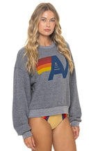 Retro LOGO RELAXED CREW SWEATSHIRT - HEATHER