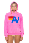 Retro LOGO PULLOVER RELAXED HOODIE - NEON PINK