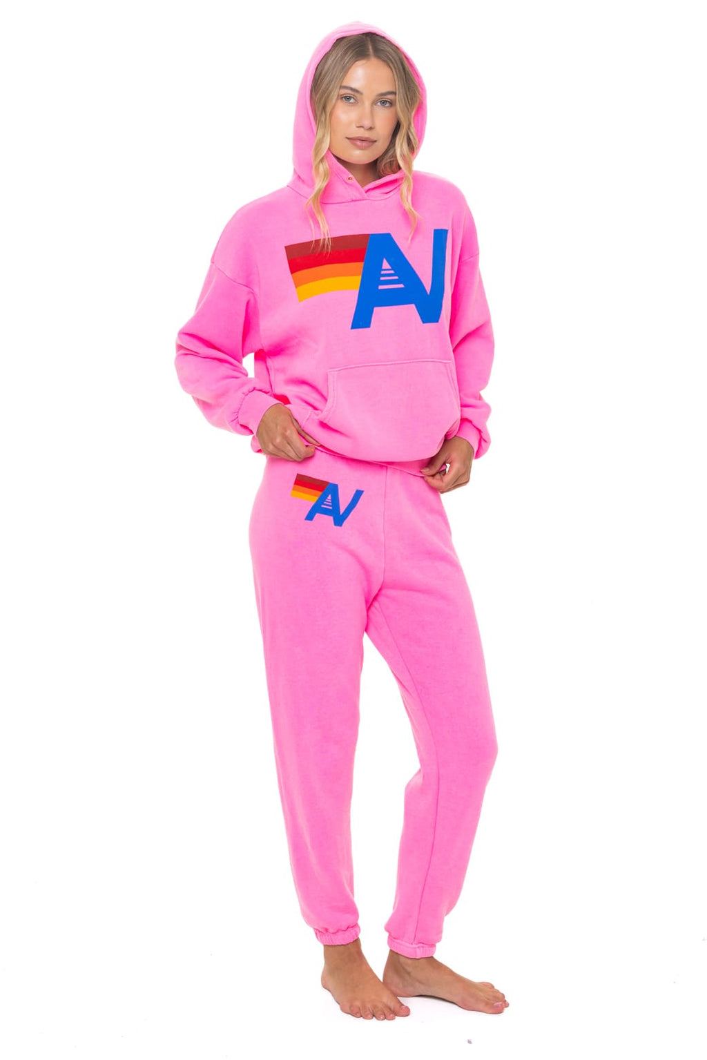 Retro LOGO PULLOVER RELAXED HOODIE - NEON PINK