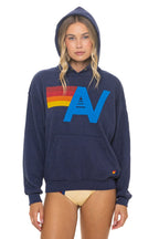 Retro LOGO PULLOVER RELAXED HOODIE - NAVY