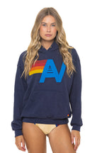 Retro LOGO PULLOVER RELAXED HOODIE - NAVY