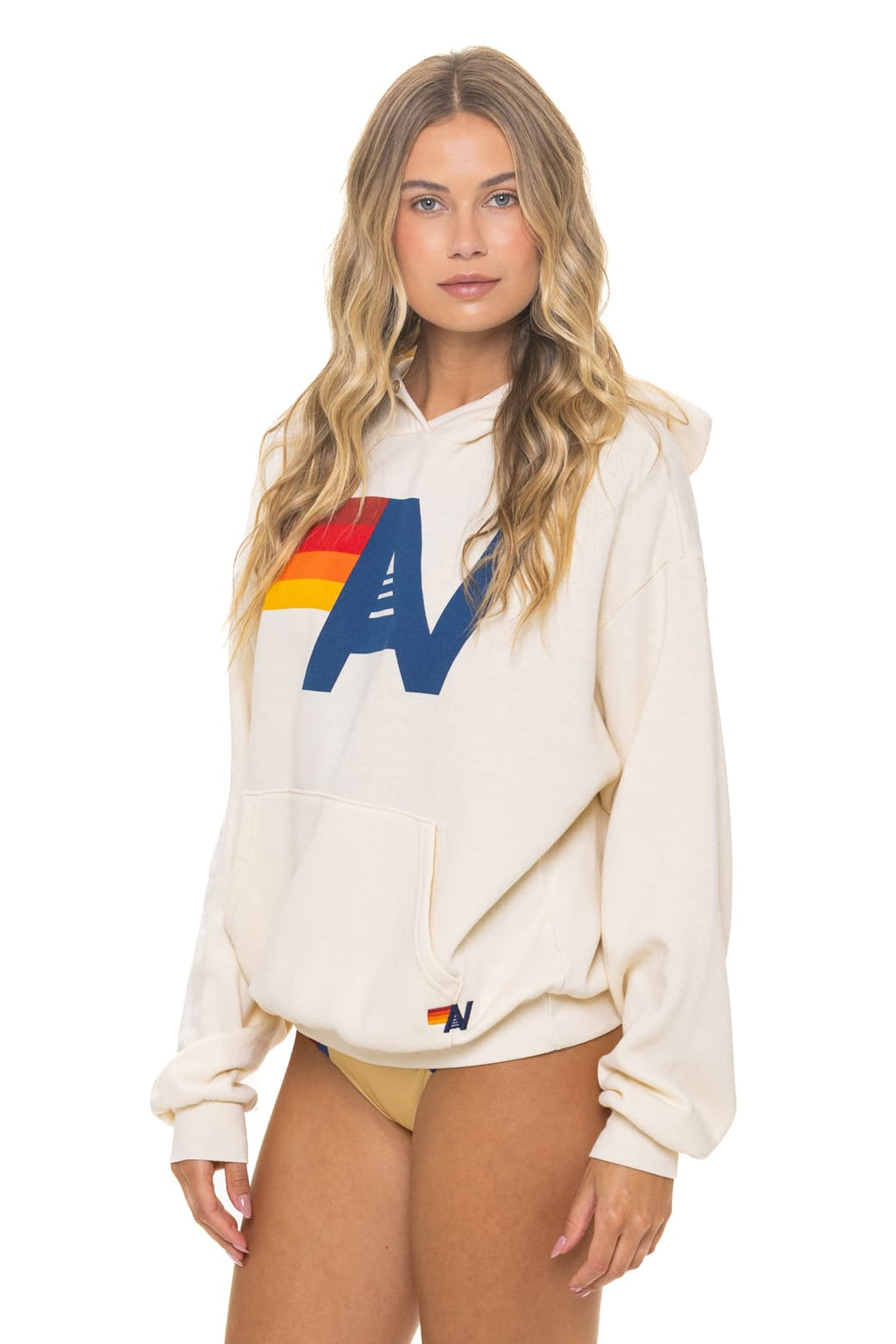 Retro LOGO PULLOVER RELAXED HOODIE - VINTAGE WHITE