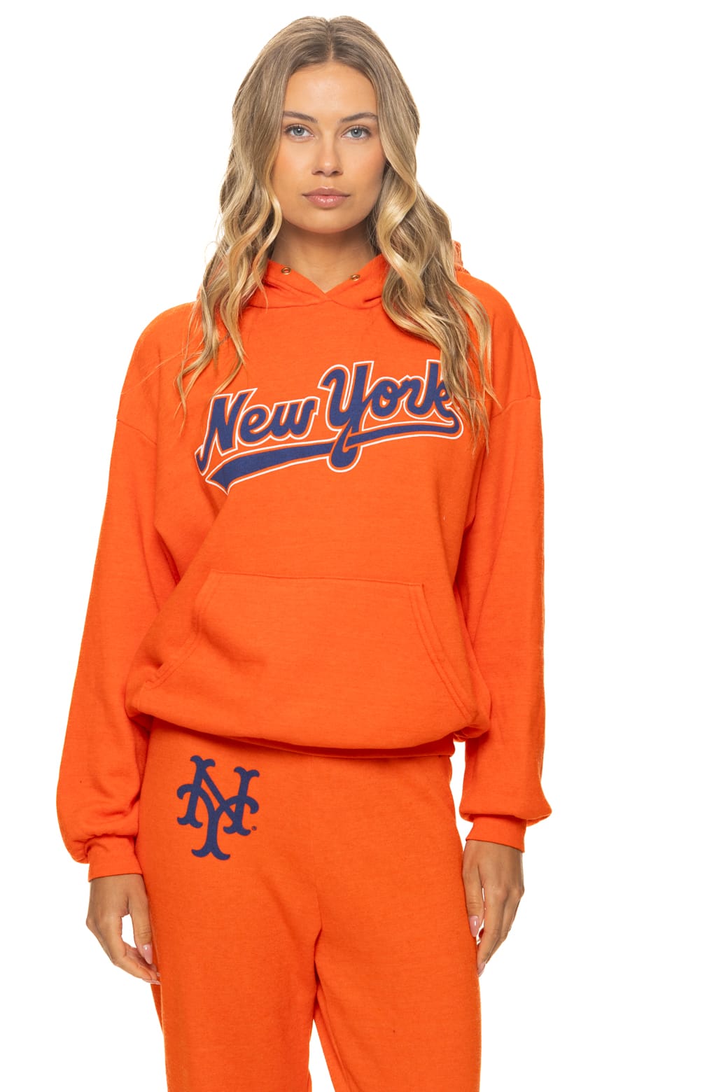 Retro NY METS 2026 RELAXED PULLOVER HOODIE - ORANGE