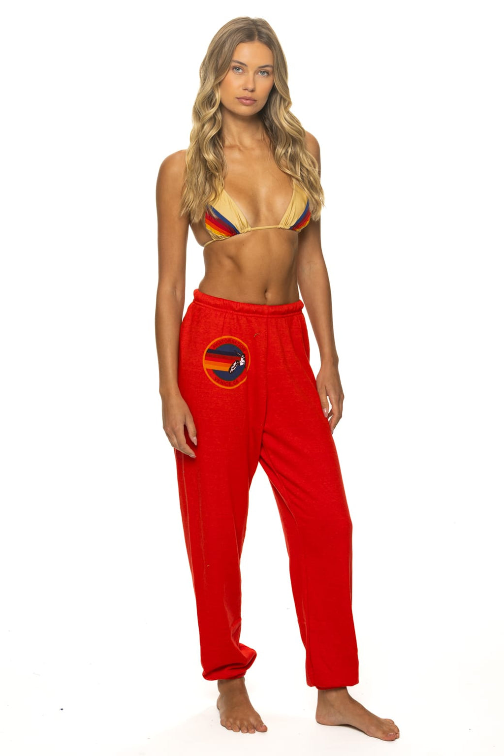 Retro AVIATOR NATION SWEATPANTS - NEON RED