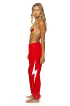 Retro BOLT PRINT UNISEX SWEATPANTS - RED WHITE