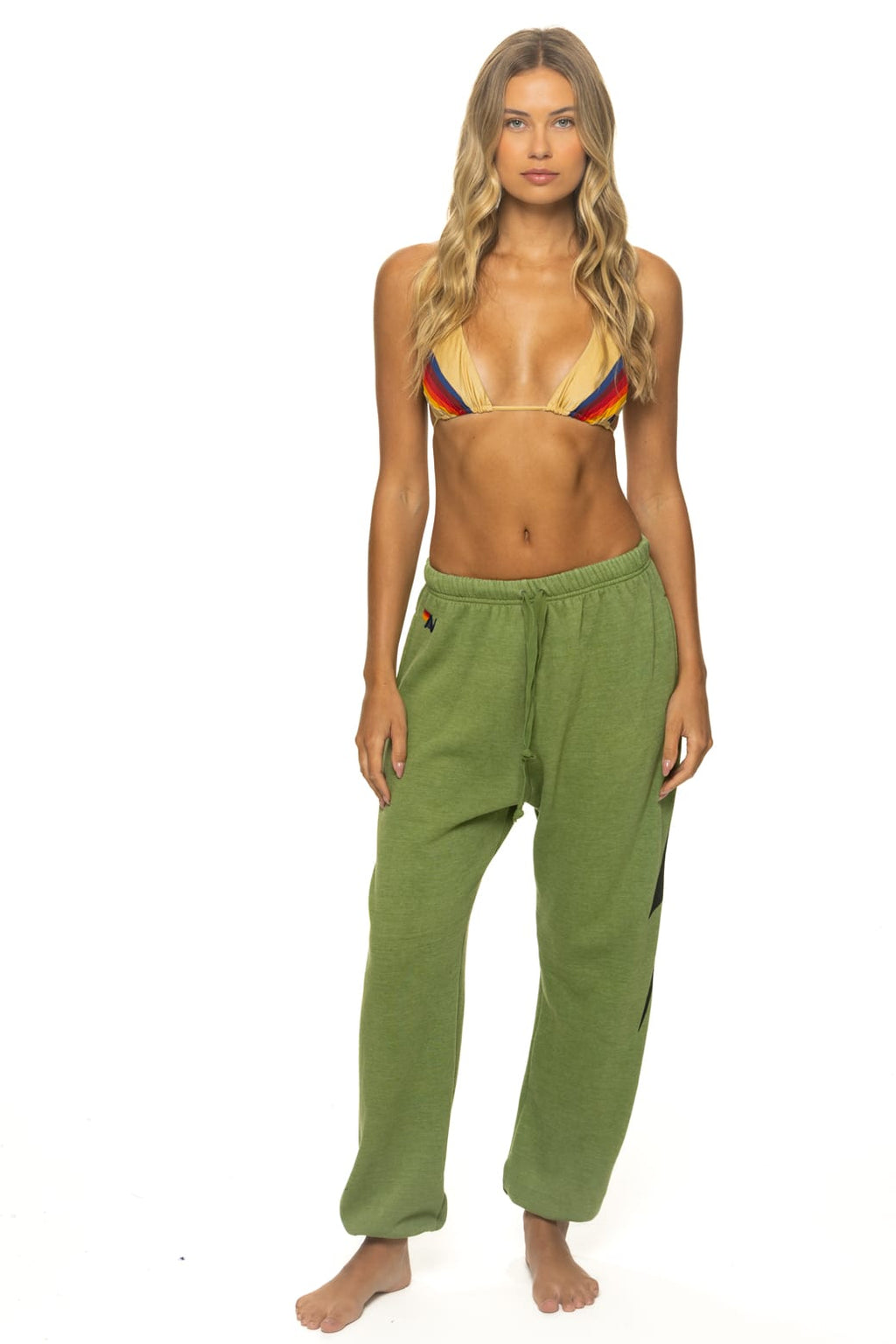 Retro BOLT PRINT UNISEX SWEATPANTS - JUNGLE GREEN