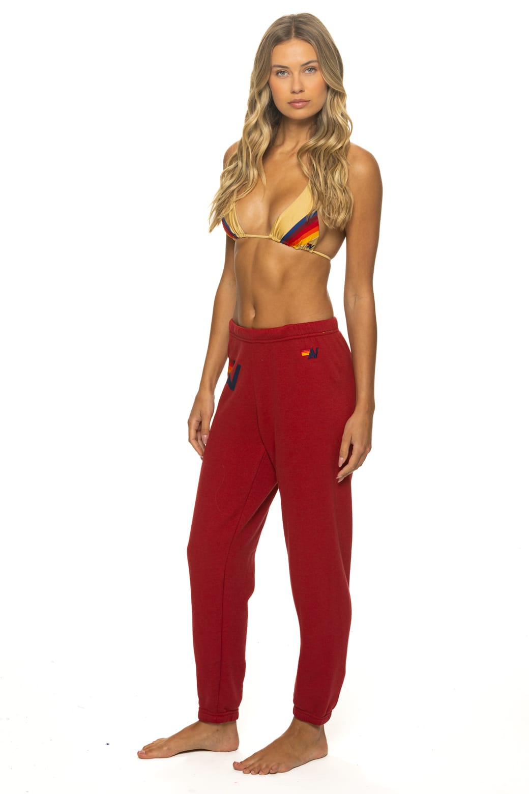 Retro LOGO SWEATPANTS - CRIMSON