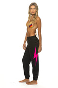 Retro BOLT SWEATPANTS - BLACK NEON PINK