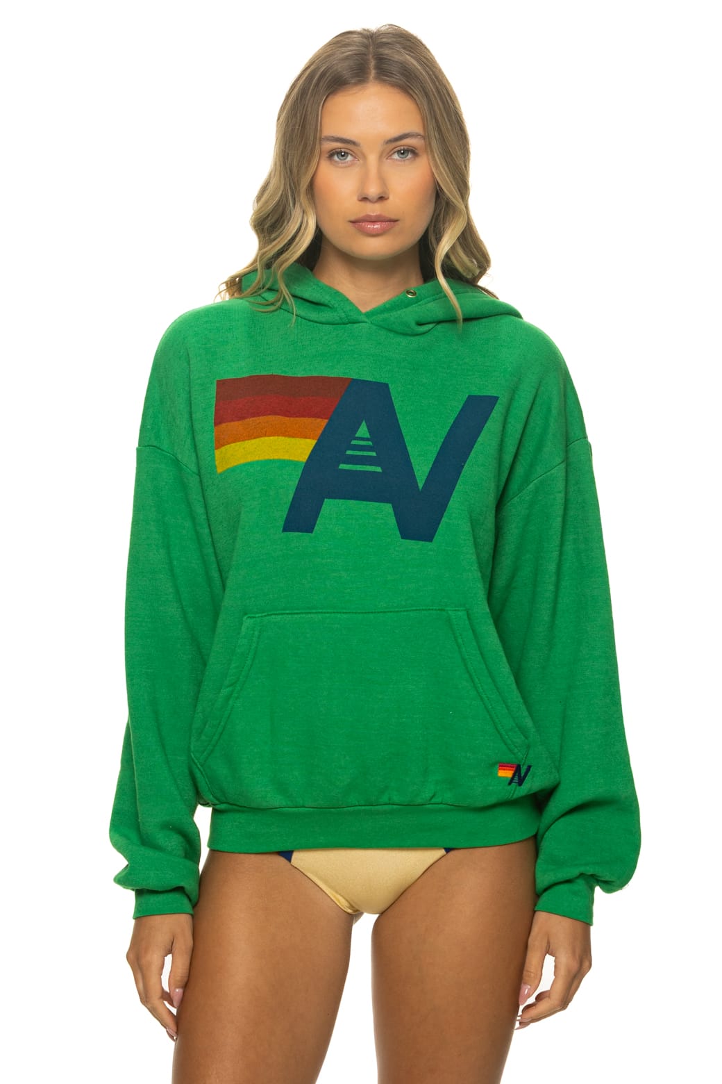 Retro LOGO PULLOVER RELAXED HOODIE - KELLY GREEN
