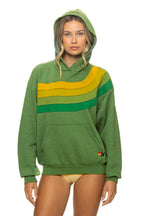 Retro WAVE STRIPE 4 PULLOVER HOODIE RELAXED - PALM GREEN