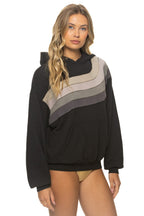 Retro WAVE STRIPE 4 PULLOVER HOODIE RELAXED - BLACK CHARCOAL