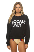 Retro LOCALS ONLY RELAXED CREW SWEATSHIRT - BLACK