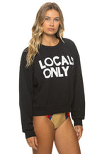 Retro LOCALS ONLY RELAXED CREW SWEATSHIRT - BLACK