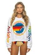 Retro AVIATOR NATION RELAXED VENICE CREW SWEATSHIRT - WHITE