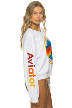 Retro AVIATOR NATION RELAXED VENICE CREW SWEATSHIRT - WHITE