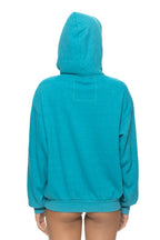 Retro WAVE STRIPE 4 PULLOVER HOODIE RELAXED - TEAL GREEN