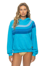 Retro WAVE STRIPE 4 PULLOVER HOODIE RELAXED - NEON BLUE NEON BLUE