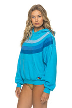 Retro WAVE STRIPE 4 PULLOVER HOODIE RELAXED - NEON BLUE NEON BLUE