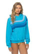 Retro WAVE STRIPE 4 PULLOVER HOODIE RELAXED - NEON BLUE NEON BLUE