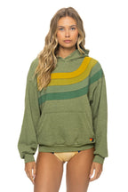 Retro WAVE STRIPE 4 PULLOVER HOODIE RELAXED - JUNGLE GREEN GREEN