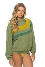 Retro WAVE STRIPE 4 PULLOVER HOODIE RELAXED - JUNGLE GREEN GREEN