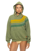 Retro WAVE STRIPE 4 PULLOVER HOODIE RELAXED - JUNGLE GREEN GREEN