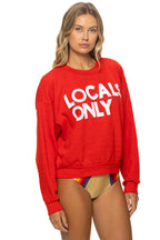 Retro LOCALS ONLY RELAXED CREW SWEATSHIRT - RED
