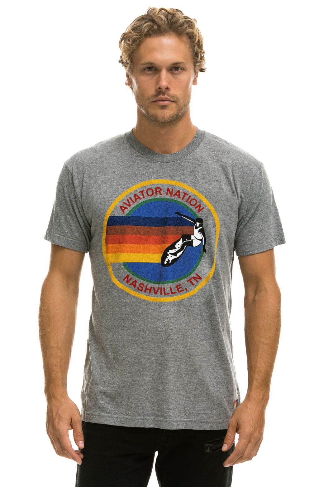 Retro AVIATOR NATION NASHVILLE TEE - HEATHER GREY