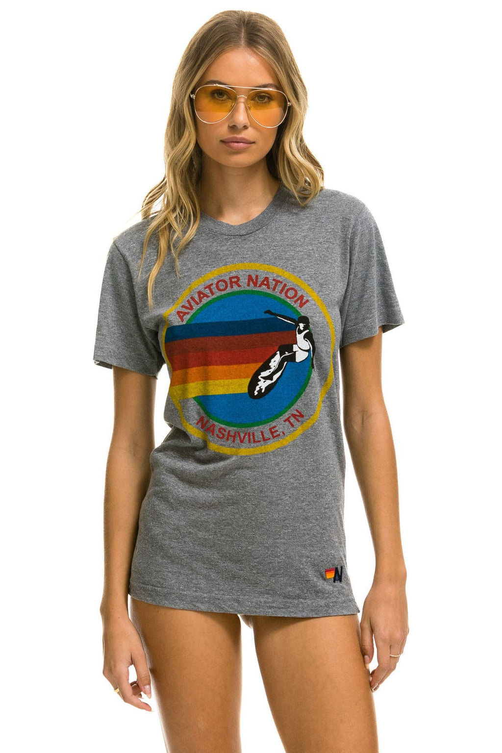 Retro AVIATOR NATION NASHVILLE TEE - HEATHER GREY
