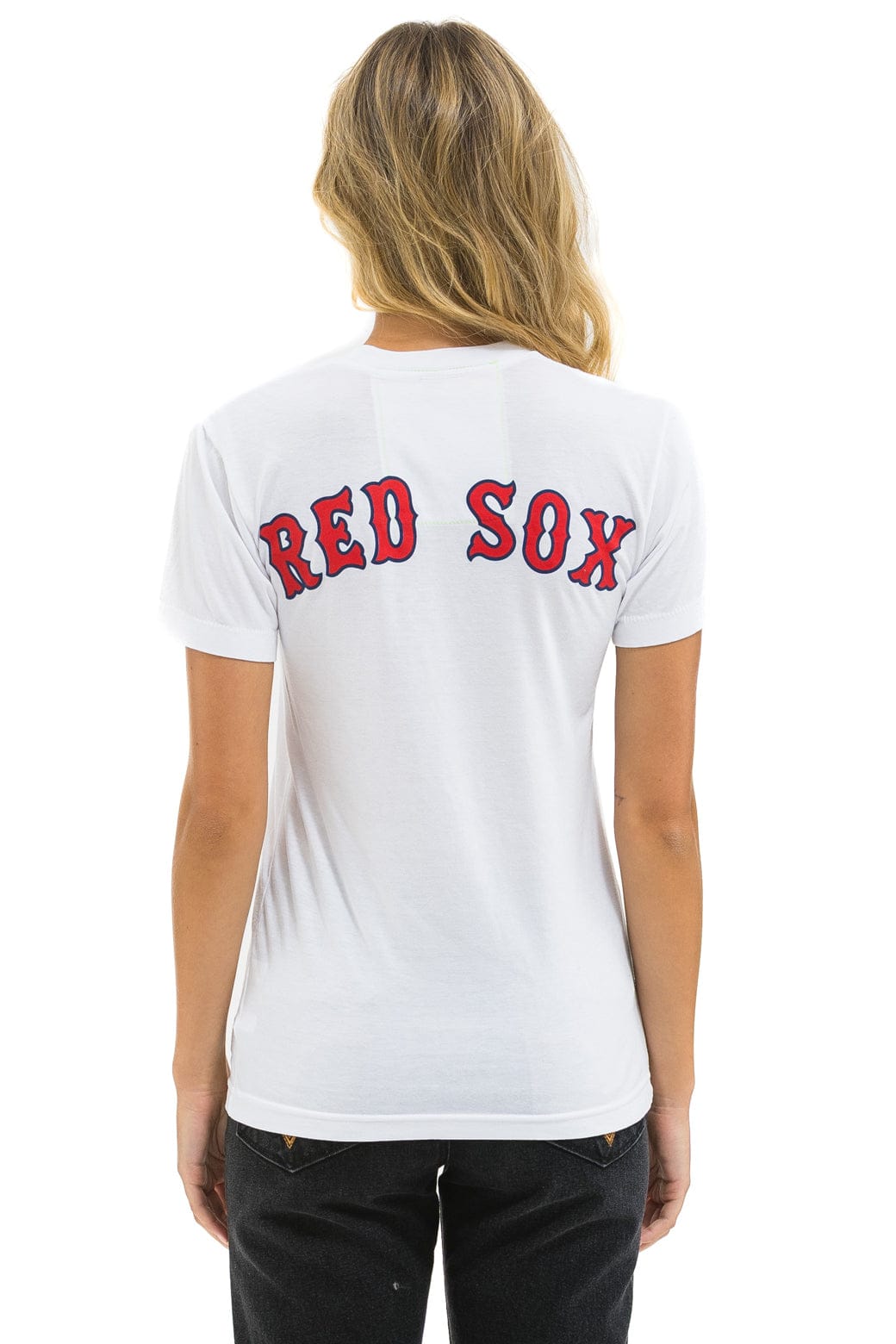 Retro RED SOX BOLT UNISEX CREW TEE - WHITE