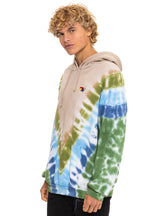 Retro HAND DYED V RELAXED PULLOVER HOODIE - TIE DYE SAND BLUE GREEN