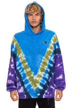 Retro HAND DYED V RELAXED PULLOVER HOODIE - TIE DYE OCEAN PURPLE