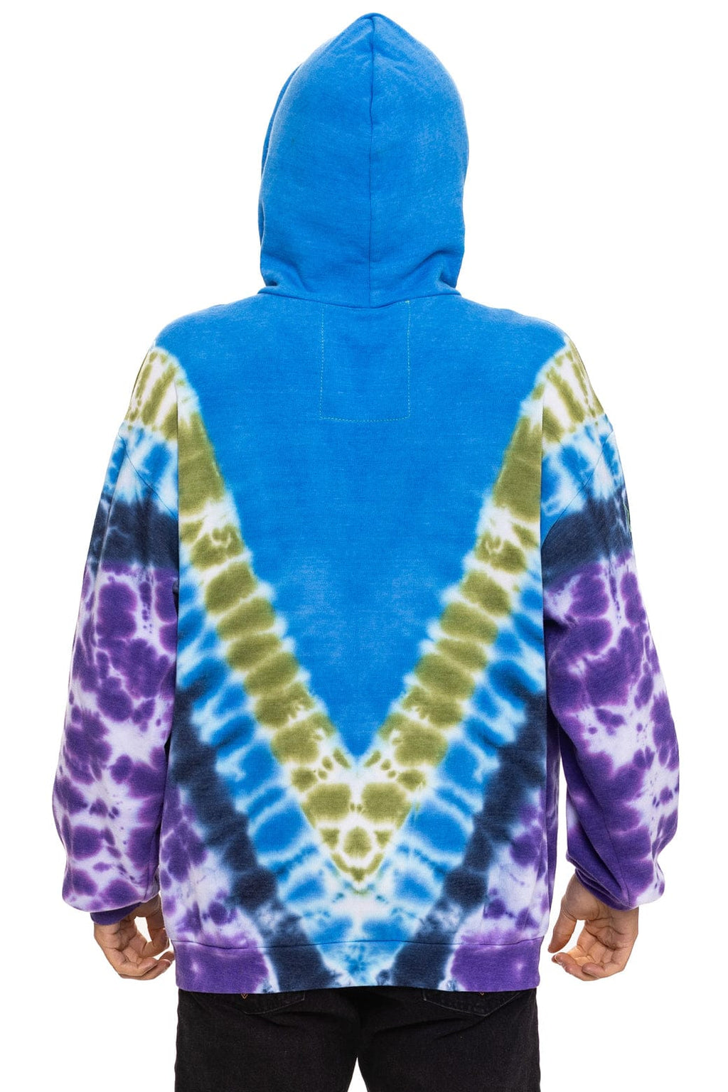 Retro HAND DYED V RELAXED PULLOVER HOODIE - TIE DYE OCEAN PURPLE